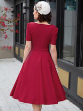 Load image into Gallery viewer, Solid Color A-line Dress, Elegant Short Sleeve Dress For Spring &amp; Summer - Shop &amp; Buy
