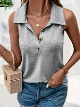 Load image into Gallery viewer, Solid Color Button Front Tank Top, Elegant Sleeveless Top For Spring &amp; Summer - Shop &amp; Buy
