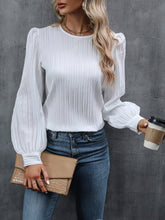 Load image into Gallery viewer, Solid Crew Neck Blouse, Casual Long Sleeve Blouse For Spring &amp; Fall, Womens Clothing - Shop &amp; Buy
