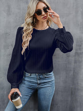 Load image into Gallery viewer, Solid Crew Neck Blouse, Casual Long Sleeve Blouse For Spring &amp; Fall, Womens Clothing - Shop &amp; Buy
