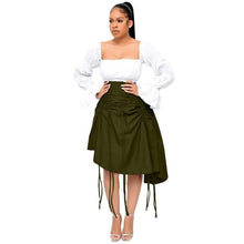 Load image into Gallery viewer, Solid High Waist Pleated Drawstring Dress For Women 2023 Spring Summer High Street Female Skirts Sexy Nightclub Party Skirt - Shop &amp; Buy