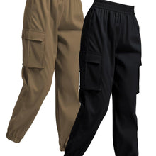 Load image into Gallery viewer, Solid Jogger Cargo Pants 2 Pack, Casual Flap Pocket Elastic Waist Pants, Women Clothing - Shop &amp; Buy
