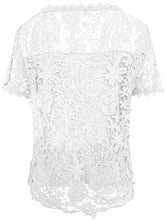 Load image into Gallery viewer, Solid Lace Blouse with Charming Square Neck - Elegant Short Sleeve for Spring &amp; Summer Style - Shop &amp; Buy

