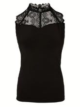 Load image into Gallery viewer, Solid Lace Stitching Top, Sexy Slim Summer Sleeveless Top, Womens Clothing - Shop &amp; Buy
