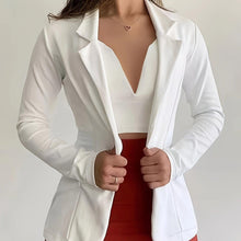 Load image into Gallery viewer, Solid Lapel Button Long Sleeve Blazer Jacket, Casual Loose Commuter Formal Outerwear, Women Clothing - Shop &amp; Buy
