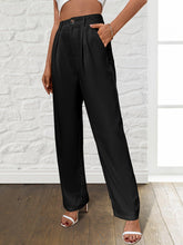 Load image into Gallery viewer, Solid Loose Straight Leg Pants, Casual Draped Pants With Pocket, Women Clothing - Shop &amp; Buy
