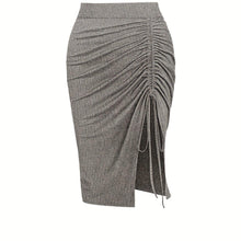 Load image into Gallery viewer, Solid Ruched Drawstring Split Skirt, Casual Bodycon Stretchy Skirt For Spring &amp; Summer - Shop &amp; Buy
