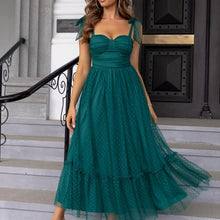 Load image into Gallery viewer, Solid Tie Strap Bridesmaid Dress, Elegant Sleeveless Mesh Dress For Wedding Party - Shop &amp; Buy
