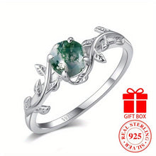 Load image into Gallery viewer, Sparkling 925 Sterling Silver Water Grass Agate Ring - Fashionable Round Cut - Shop &amp; Buy
