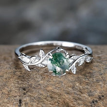 Load image into Gallery viewer, Sparkling 925 Sterling Silver Water Grass Agate Ring - Fashionable Round Cut - Shop &amp; Buy
