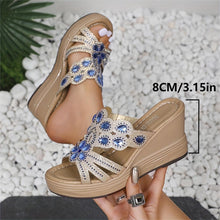 Load image into Gallery viewer, Sparkling Rhinestone Wedge Sandals for Women - Comfortable Open Toe Summer Platforms, Stylish Casual Wear - Shop &amp; Buy
