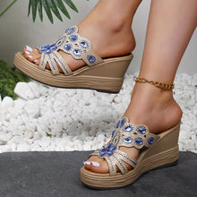Load image into Gallery viewer, Sparkling Rhinestone Wedge Sandals for Women - Comfortable Open Toe Summer Platforms, Stylish Casual Wear - Shop &amp; Buy
