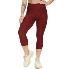 Load image into Gallery viewer, Sports Capris Leggings For Women Textured Pleated Female Cropped Pants High Waist Push Up Leggins Scrunch Butt Leggings - Shop &amp; Buy
