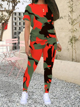 Load image into Gallery viewer, Spring/Summer Casual Camo Outfit: Comfy Knit Crew Neck Tee &amp; Stretchy Skinny Pants Set - Shop &amp; Buy
