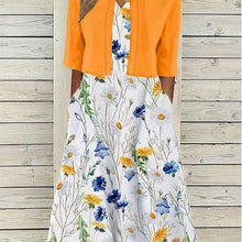 Load image into Gallery viewer, Spring/Summer Chic: Floral Print Two-Piece with V-Neck Crop Top &amp; Comfortable Knit Dress Set - Shop &amp; Buy
