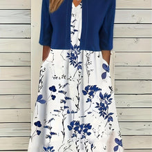 Load image into Gallery viewer, Spring/Summer Chic: Floral Print Two-Piece with V-Neck Crop Top &amp; Comfortable Knit Dress Set - Shop &amp; Buy
