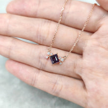 Load image into Gallery viewer, Square 5x5mm Color Change Lab Alexandrite Rose Gold Plated 925 Sterling Silver June Birthstone Pendant Necklace - Shop &amp; Buy
