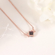 Load image into Gallery viewer, Square 5x5mm Color Change Lab Alexandrite Rose Gold Plated 925 Sterling Silver June Birthstone Pendant Necklace - Shop &amp; Buy
