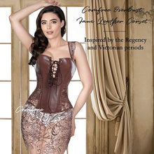 Load image into Gallery viewer, Steampunk Bustier Faux Leather Dress Retro Corset Top Vintage Overbust Corset Basque Gothic Boned Corset Waist Cincher Outfits - Shop &amp; Buy
