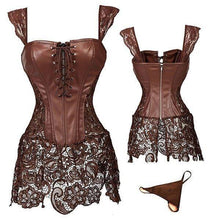 Load image into Gallery viewer, Steampunk Bustier Faux Leather Dress Retro Corset Top Vintage Overbust Corset Basque Gothic Boned Corset Waist Cincher Outfits - Shop &amp; Buy
