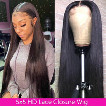 Load image into Gallery viewer, Straight 5x5 HD Lace Closure Wigs Human Hair Pre Plucked with Baby Hair 180% Density Brazilian Virgin Straight Human Hair Wigs - Shop &amp; Buy
