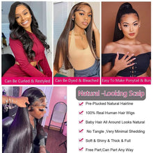 Load image into Gallery viewer, Straight 5x5 HD Lace Closure Wigs Human Hair Pre Plucked with Baby Hair 180% Density Brazilian Virgin Straight Human Hair Wigs - Shop &amp; Buy
