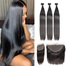 Load image into Gallery viewer, Straight Bundles 30 40 Inch Brazilian Hair Weave Bundle With Frontal 4x4 13x4 13x6 Hd 3 Bundles With Closure Human Hair Bundle - Shop &amp; Buy
