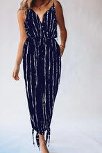 Load image into Gallery viewer, Striped Contrast Tie Ankle Spaghetti Strap Jumpsuit - Shop &amp; Buy