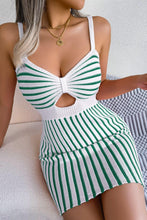 Load image into Gallery viewer, Striped Cutout Spaghetti Strap Knit Dress - Shop &amp; Buy