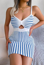 Load image into Gallery viewer, Striped Cutout Spaghetti Strap Knit Dress - Shop &amp; Buy