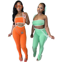 Load image into Gallery viewer, Striped Tube Crop Top Strap Pants Two Piece Set for Women Summer Sexy Sleeveless Overalls Skinng Night Club wear Outfits - Shop &amp; Buy
