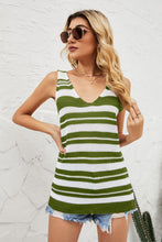 Load image into Gallery viewer, Striped V-Neck Knit Tank - Shop &amp; Buy
