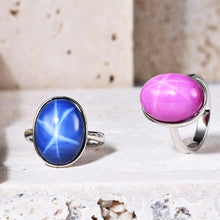 Load image into Gallery viewer, Stunning Gemstone Cocktail Ring OV 12x16mm Lab Blue Lindy Star Sapphire Rings in 925 Sterling Silver Gift For Her - Shop &amp; Buy

