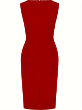 Load image into Gallery viewer, Stylish Pencil Solid Bodycon Dress - Elegant Crew Neck, Sleeveless, Micro Elasticity, Polyester Fabric - Shop &amp; Buy
