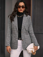 Load image into Gallery viewer, Stylish Plaid Print Womens Blazer - Modern Single Breasted Lapel Collar - Chic Long Sleeve with Pockets - Perfect for Office &amp; Work Wear - Shop &amp; Buy
