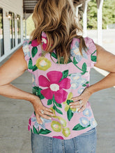 Load image into Gallery viewer, Summer Elegance: Chic Floral Print Tank Top with Ruffle Trim, Perfect for Every Day - Slight Stretch, Easy-Care Fabric - Shop &amp; Buy
