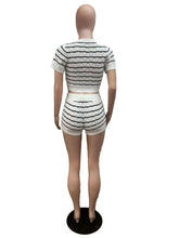 Load image into Gallery viewer, Summer Striped Knitted Two Piece Set Women Casual Streetwear Crop Top + Shorts Slim Matching Sets Lounge Wear Outfits - Shop &amp; Buy
