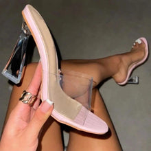 Load image into Gallery viewer, Summer Women Pumps Sandals 9cm Jelly Slippers Sexy Open Square Toe High Heels - Shop &amp; Buy
