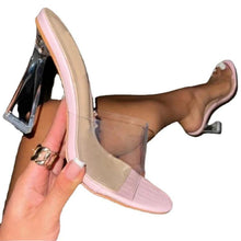 Load image into Gallery viewer, Summer Women Pumps Sandals 9cm Jelly Slippers Sexy Open Square Toe High Heels - Shop &amp; Buy
