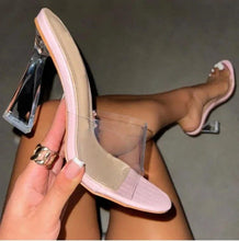 Load image into Gallery viewer, Summer Women Pumps Sandals 9cm Jelly Slippers Sexy Open Square Toe High Heels - Shop &amp; Buy
