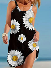 Load image into Gallery viewer, Sunflower Print Sleeveless Dress, Casual Scoop Neck Tank Dress For Spring &amp; Summer, Women&#39;s Clothing - Shop &amp; Buy
