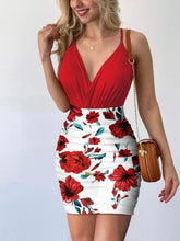 Load image into Gallery viewer, Surplice Spaghetti Strap Top and Printed Mini Skirt Set - Shop &amp; Buy
