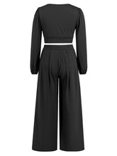 Load image into Gallery viewer, Surplice Top and Wide Leg Pants Set - Shop &amp; Buy
