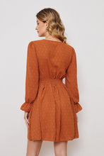 Load image into Gallery viewer, Swiss Dot Ruched V-Neck Flounce Sleeve Dress - Shop &amp; Buy