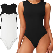 Load image into Gallery viewer, Tank Top Bodysuits for Women 2 Pack High Neck Tops Sleeveless Body Suit Sexy Going Out Tops Slimming Outfits - Shop &amp; Buy
