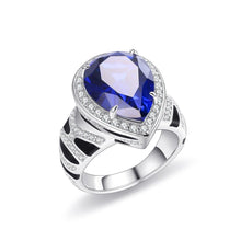 Load image into Gallery viewer, Tiger Cocktail Rings Pear 12x16mm Lab Blue Sapphire Gemstone Ring in 925 Sterling Silver Gift For Her Fine Jewelry - Shop &amp; Buy
