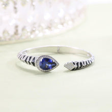 Load image into Gallery viewer, Tiger Element Bracelets Pear Shape 10x14mm Lab Blue Sapphire Cuff Bracelets in 925 Sterling Silver Gift For Her - Shop &amp; Buy
