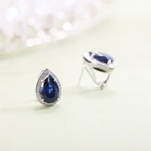 Load image into Gallery viewer, Tiger Element Earrings Pear Shape 8x12mm Lab Blue Sapphire Stud Earrings in 925 Sterling Silver Gift For Her - Shop &amp; Buy
