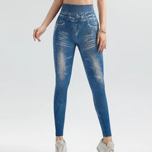 Load image into Gallery viewer, Tight high-waisted imitation denim bottoming trousers large size elastic to lift the buttocks - Shop &amp; Buy
