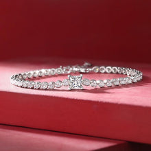 Load image into Gallery viewer, Timeless 925 Sterling Silver Moissanite Tennis Bracelet - Dazzling Round Cut Stones for Weddings &amp; Banquets - Shop &amp; Buy
